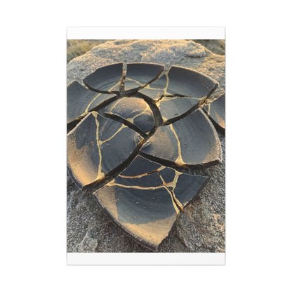 Broken Pottery Winter Canvas Art | Kintsugi Resilient Design
