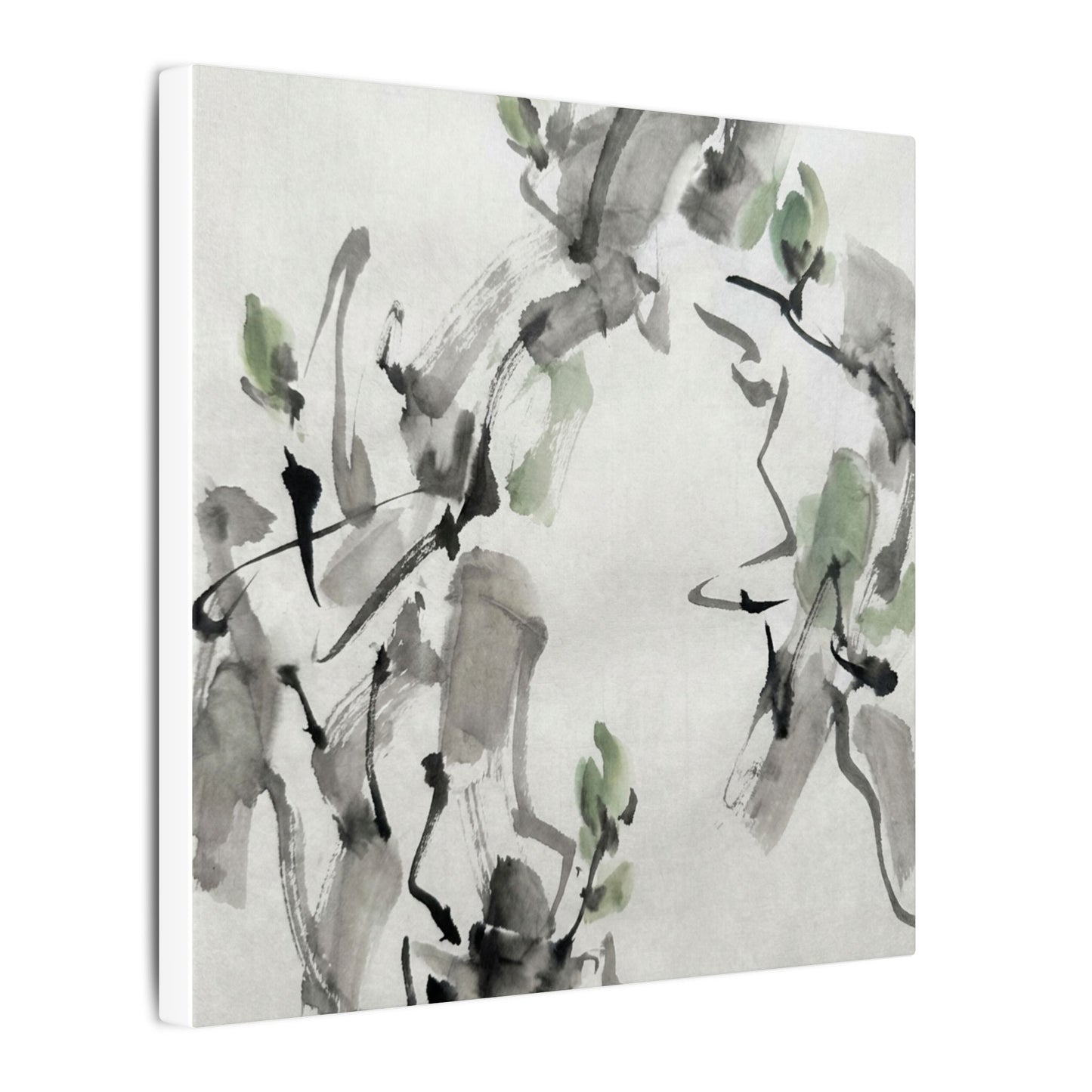 Zen Ink Brushstroke in Overcast | Sumi E Canvas Art