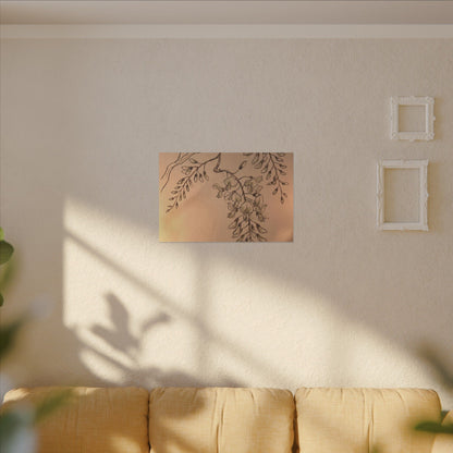 Japandi Wisteria in Candlelight | Minimal Line Canvas Art
