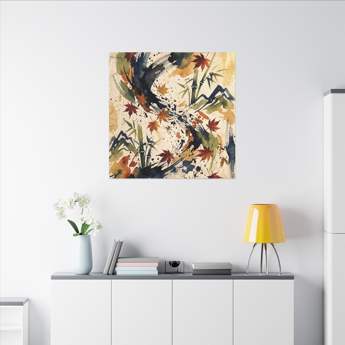 Golden Hour Ink Brushstroke Canvas Art - Zen Shibui