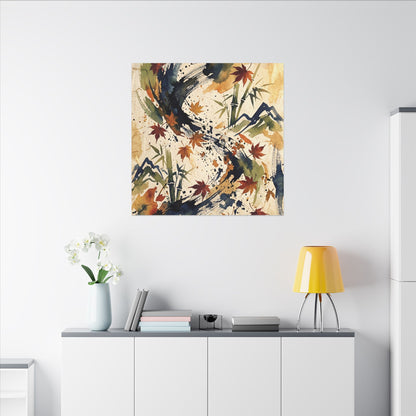 Golden Hour Ink Brushstroke Canvas Art - Zen Shibui
