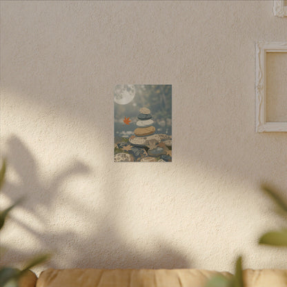 Warm River Stones Canvas Art - Japanese Pattern Japandi