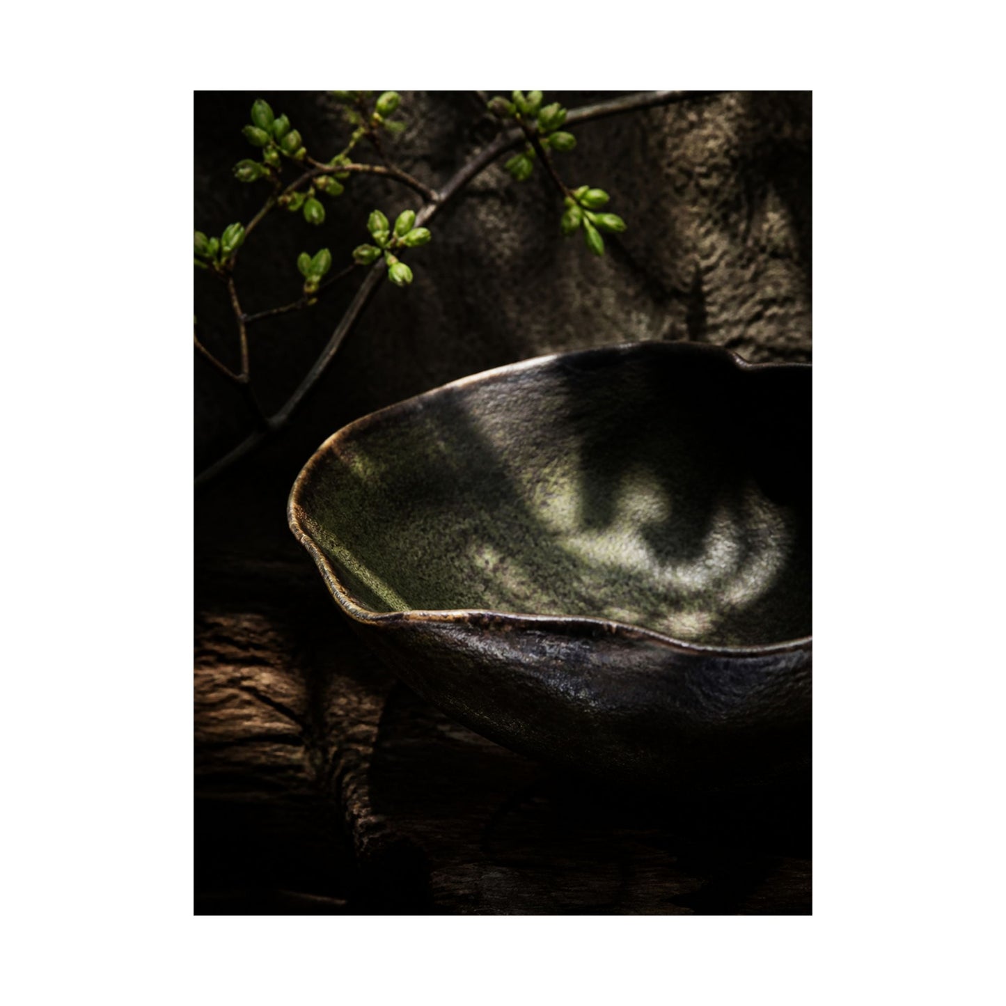 Dappled Ceramic Bowl Wall Art Print - Dark Japandi Fukinsei
