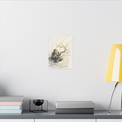 Serene Rock Garden Canvas Art - Sumi E Zen