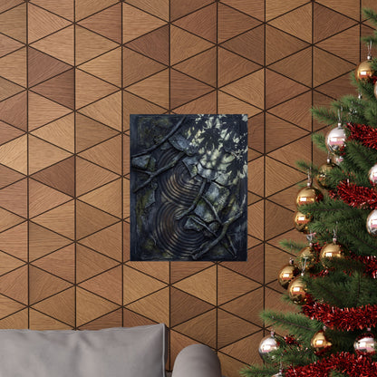 Winter Rock Garden Dark Texture Wall Art Print | Moody Decor