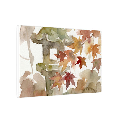 Stone Lantern Watercolor Canvas Art | Earthy Japandi Art