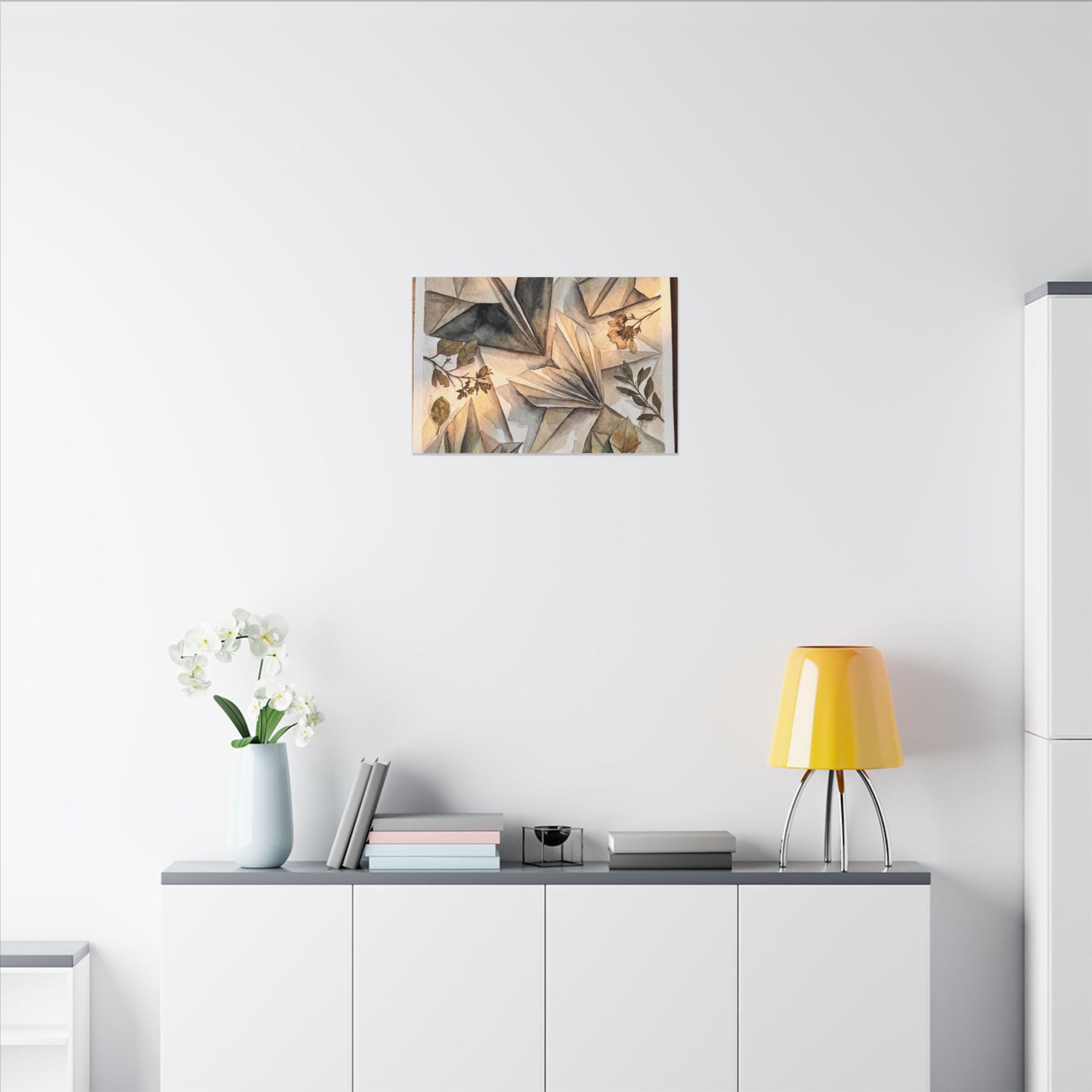 Golden Hour Paper Fold Canvas Art - Japandi Seijaku