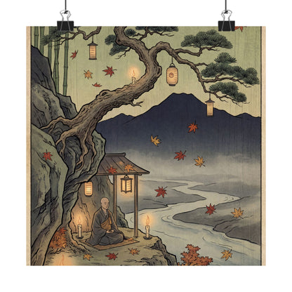 Pine Tree Autumn Wall Art Print | Zen Tranquil Design Art Print