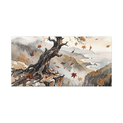 Autumn Pine Tree Watercolor Canvas Art | Warm Decor