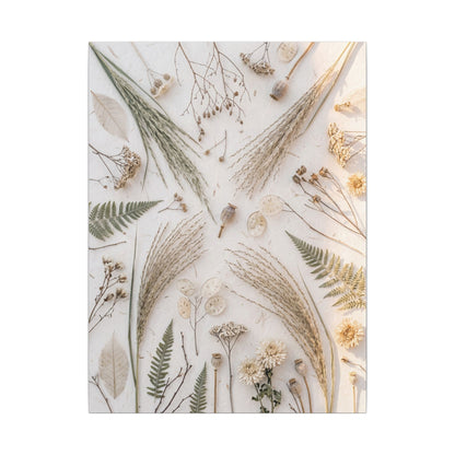 Elegant Dried Flowers Canvas Art - Japanese Pattern Japandi