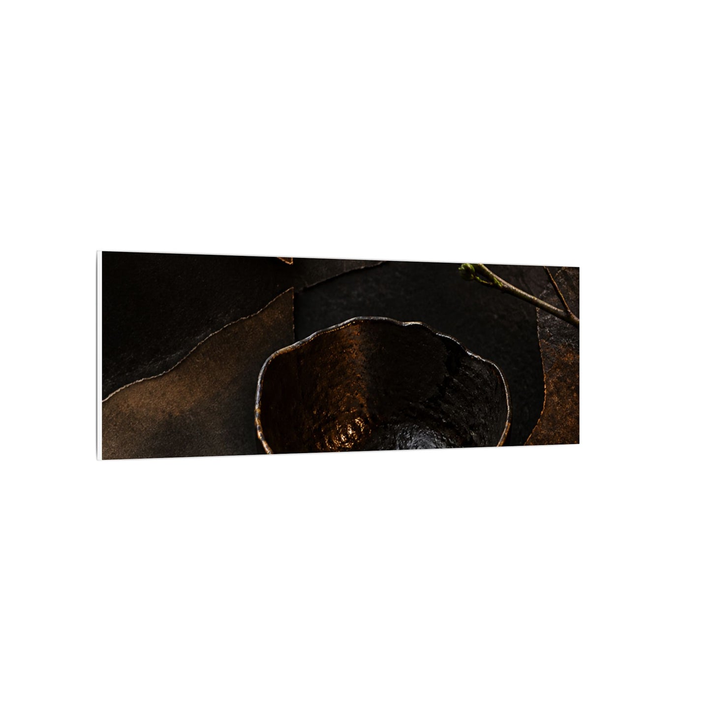 Atmospheric Ceramic Bowl Canvas Art - Shadow Zen Dark Japandi