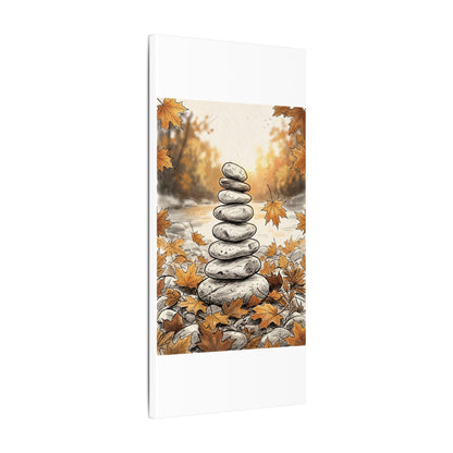 Earthy River Stones Canvas Art - Minimal Line Japandi