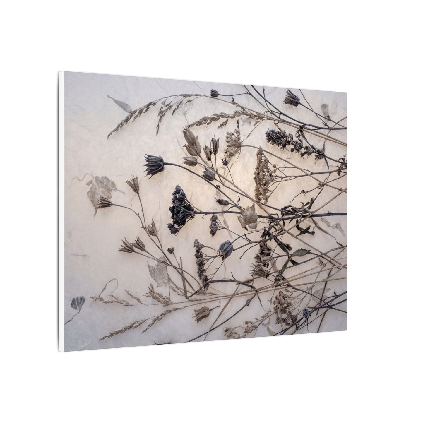 Elegant Dried Flowers Canvas Art - Japanese Pattern Japandi
