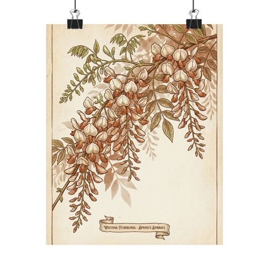 Spring Wisteria Vintage Botanical Wall Art Print | Nostalgic Decor