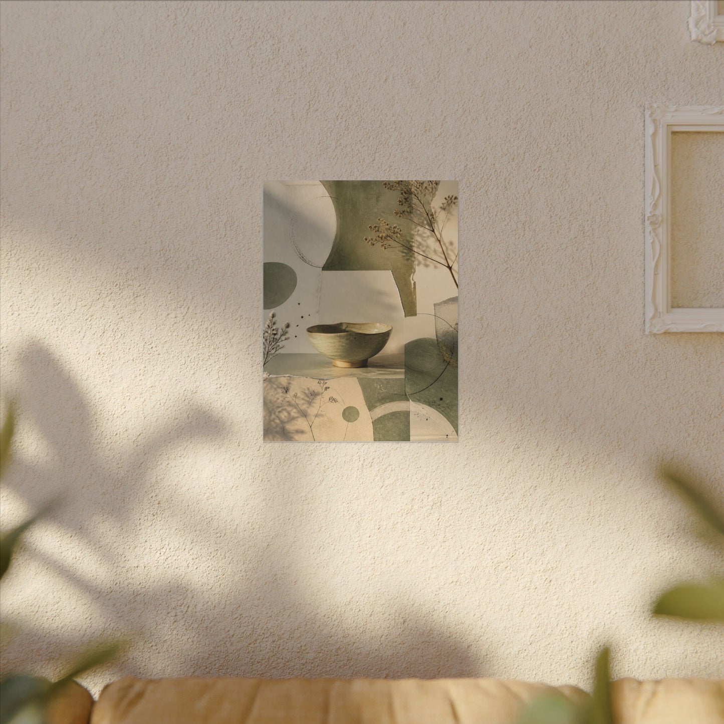 Warm Ceramic Bowl Canvas Art - Minimal Line Japandi