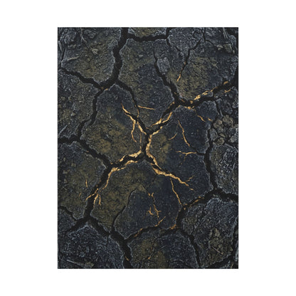 Overcast Cracked Earth Canvas Art - Dark Japandi Ma