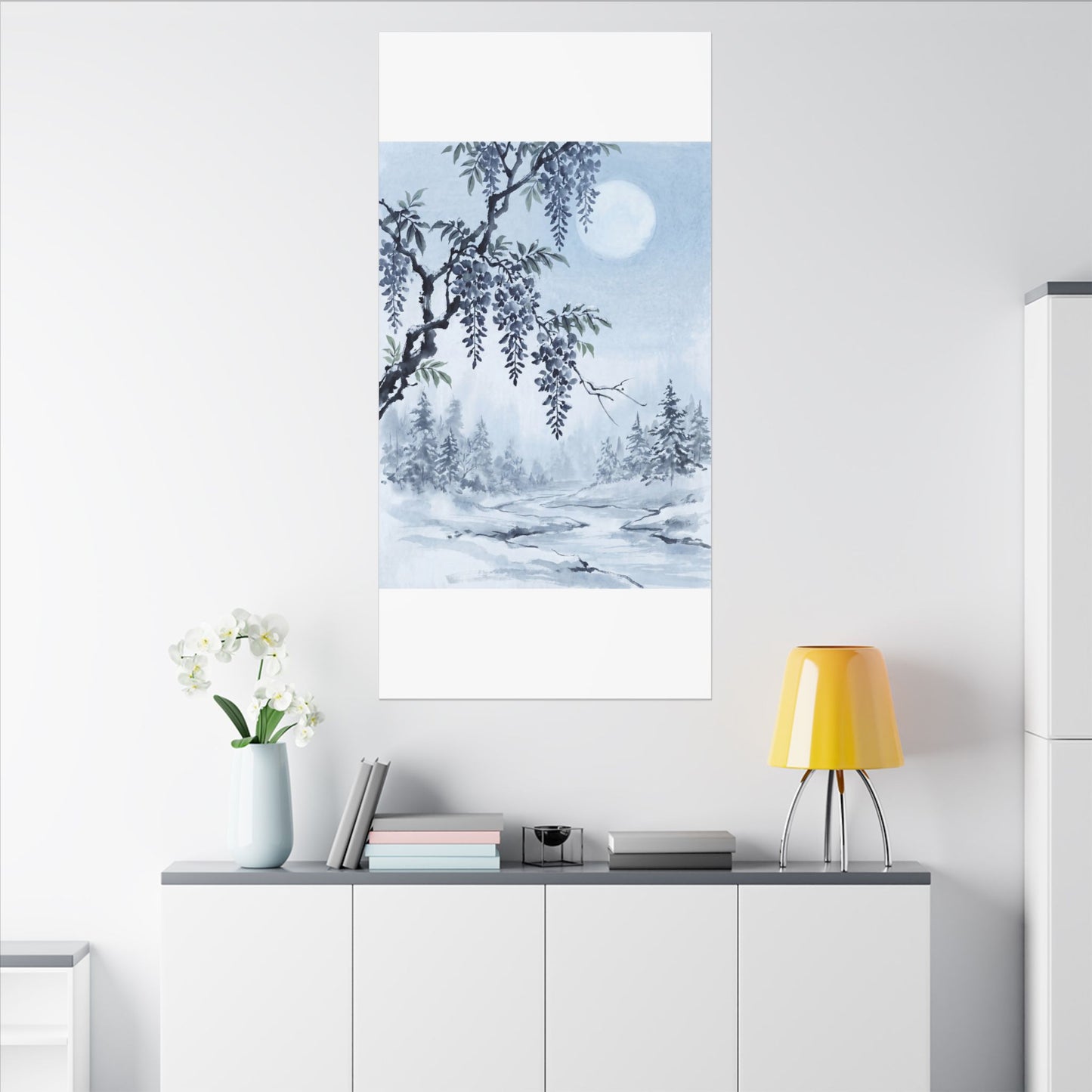 Seijaku Wisteria Canvas Art - Zen Sumi E