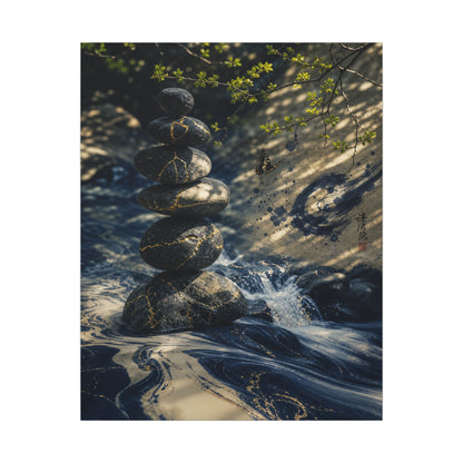 Kintsugi River Stones in Dappled | Broken Beauty Canvas Art