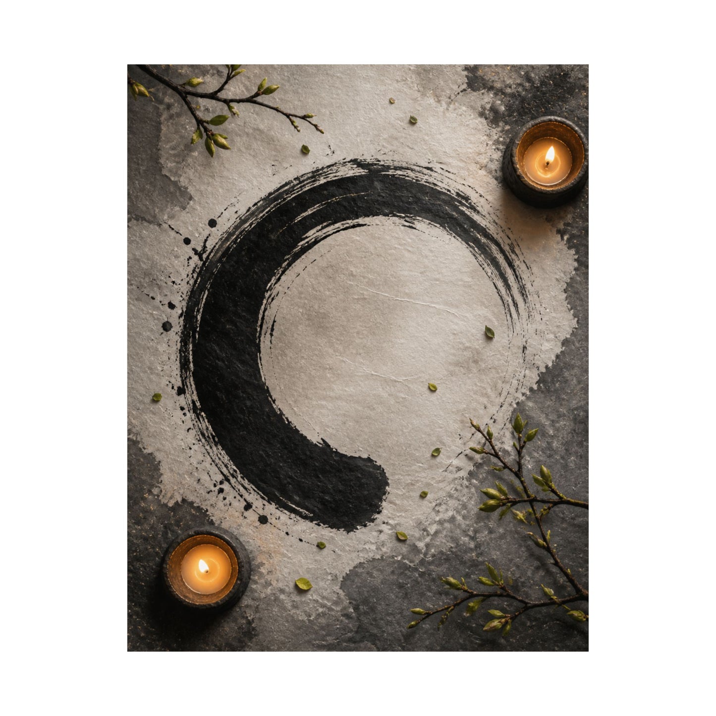 Peaceful Ink Brushstroke Wall Art Print - Enso Zen