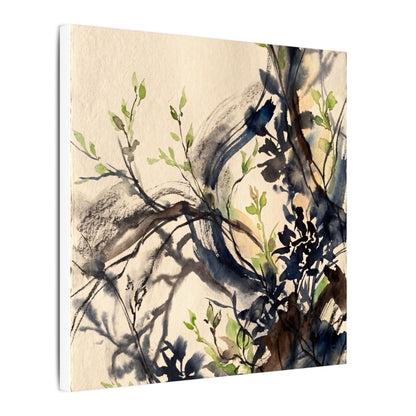 Ma Shadow Play Canvas Art - Dark Japandi Charcoal Ink