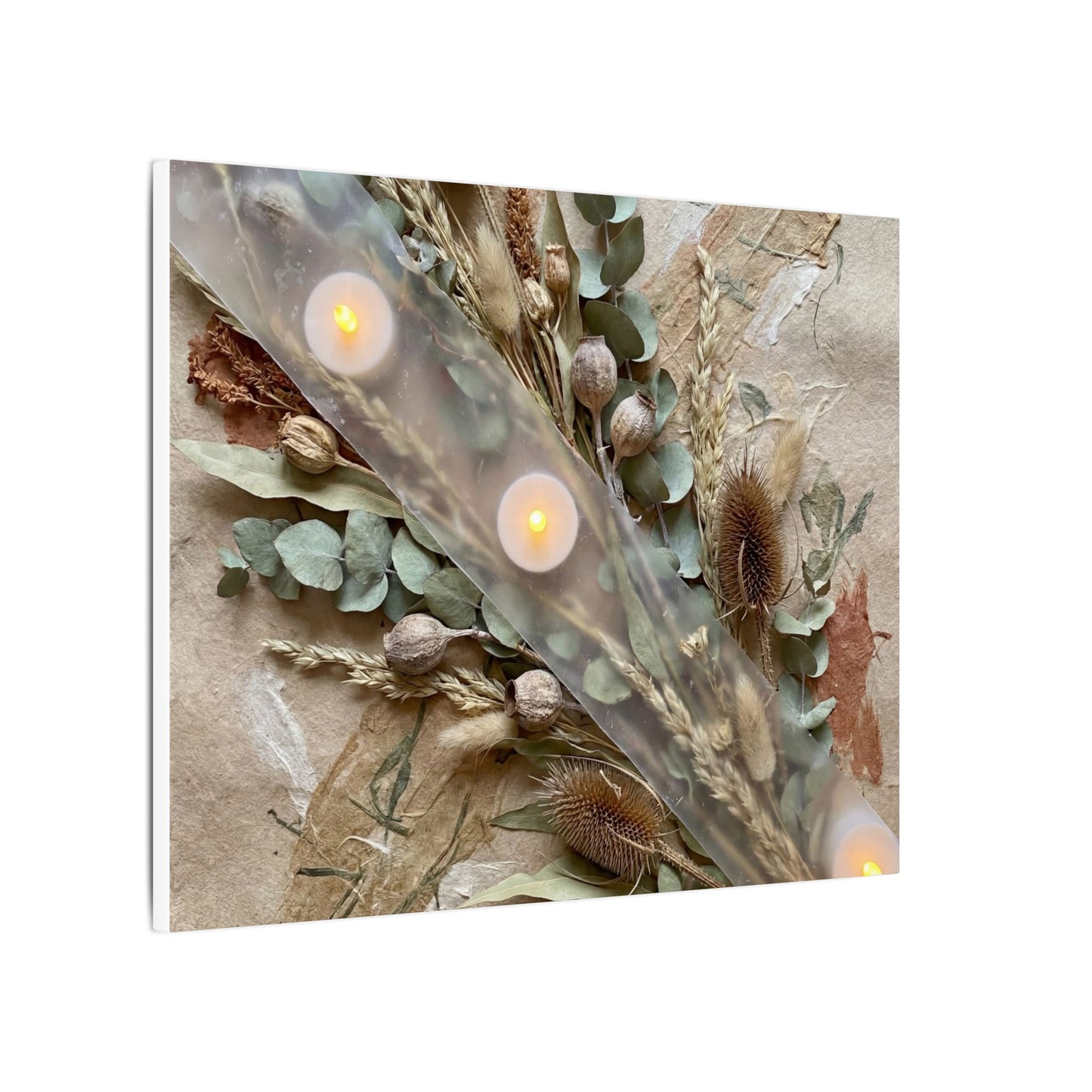 Candlelight Dried Flowers Canvas Art - Japandi Kanso