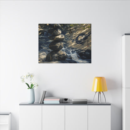 Kintsugi River Stones in Dappled | Broken Beauty Canvas Art