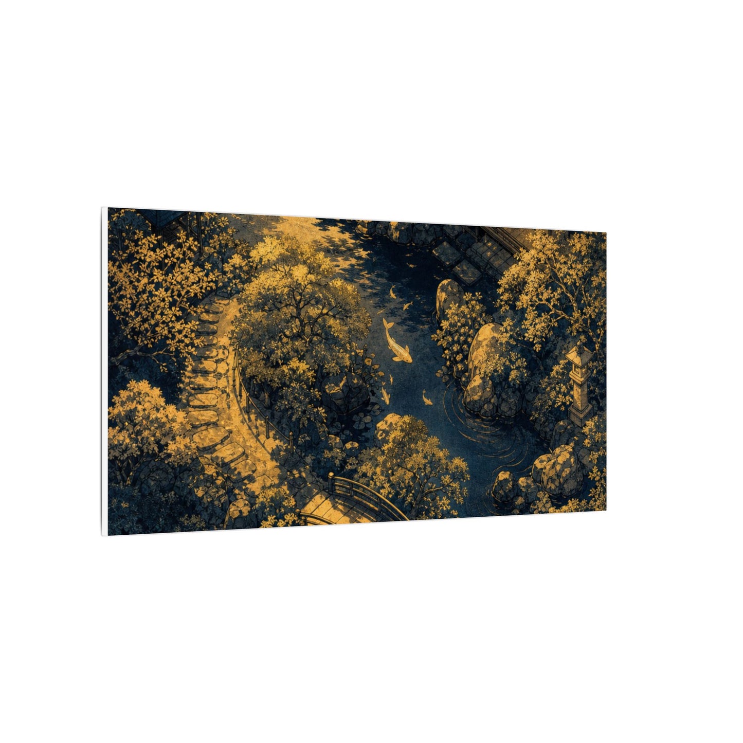 Contemplative Moonlit Garden Canvas Art - Ukiyo E Inspired Zen