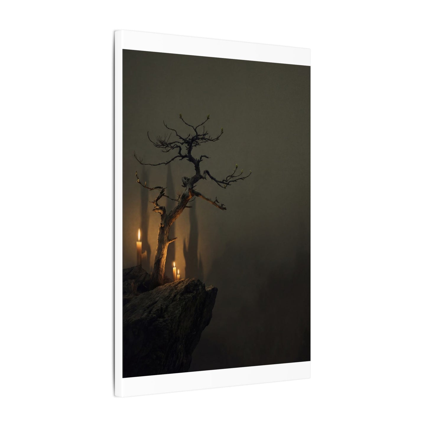 Ma Pine Tree Canvas Art - Dark Japandi Shadow Zen