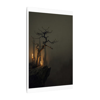 Ma Pine Tree Canvas Art - Dark Japandi Shadow Zen