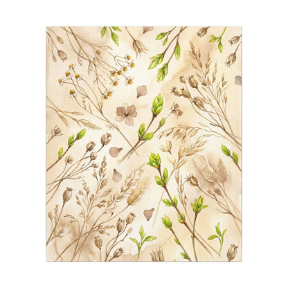 Spring Dried Flowers Watercolor Canvas Art | Earthy Decor