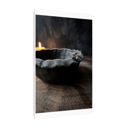 Ceramic Bowl Canvas Art | Winter Dark Japandi Shadow Zen Art