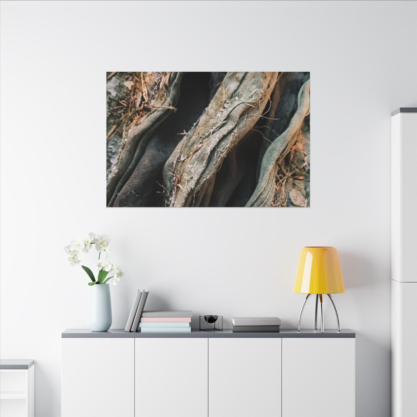 Silk Drape Winter Canvas Art | Japandi Cozy Design
