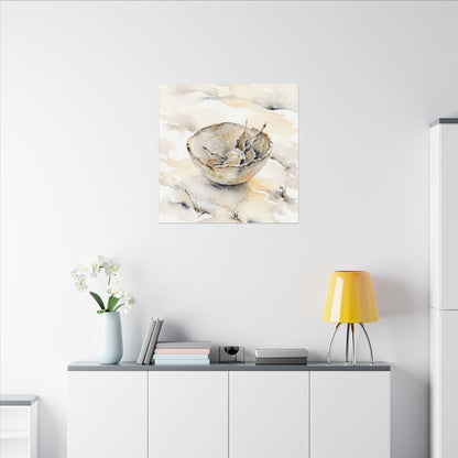 Ceramic Bowl Canvas Art | Winter Japandi Watercolor Art