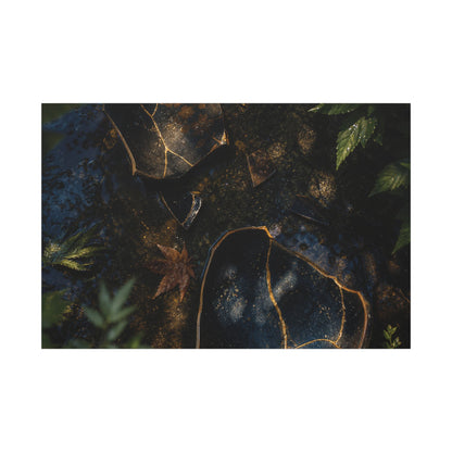 Dark Japandi Broken Pottery in Dappled | Shadow Zen Canvas Art