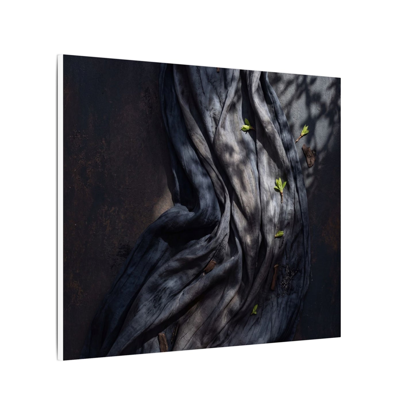 Seijaku Silk Drape Canvas Art - Dark Japandi Dark Texture