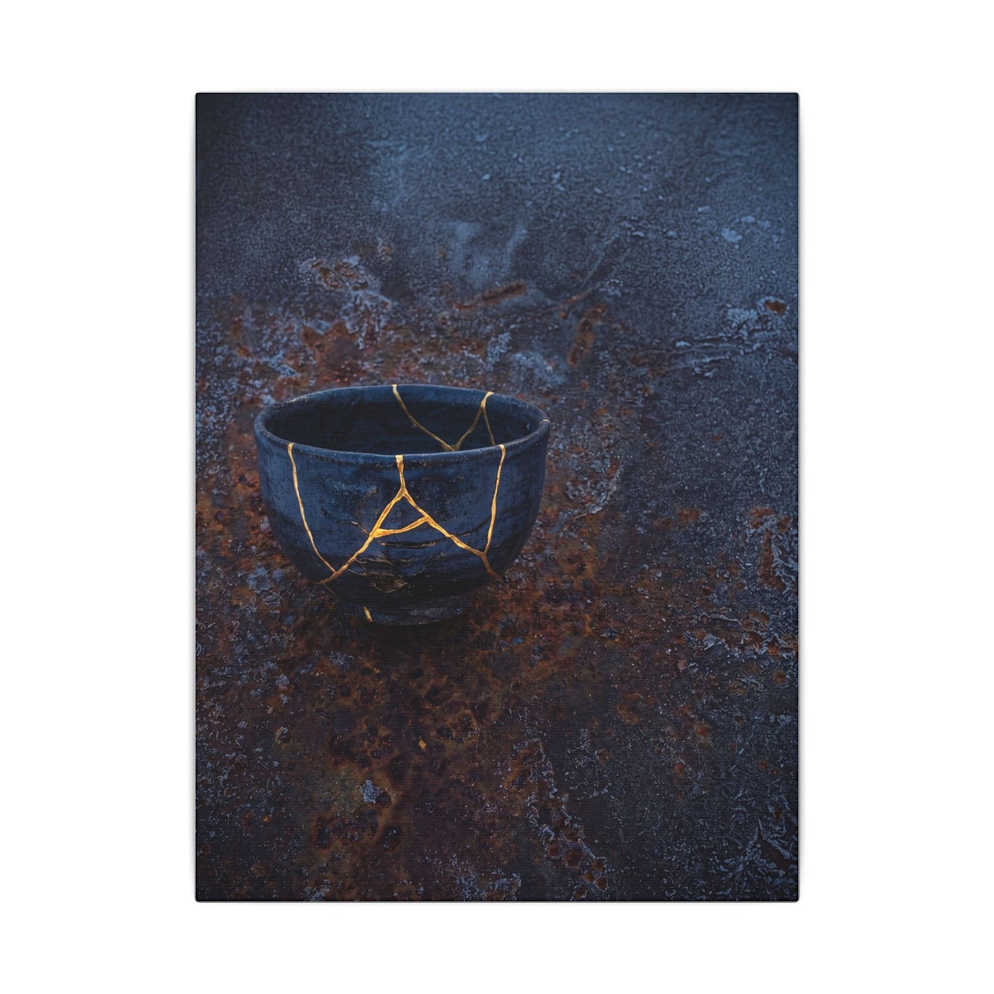 Rust Patina Winter Canvas Art | Kintsugi Healing Design