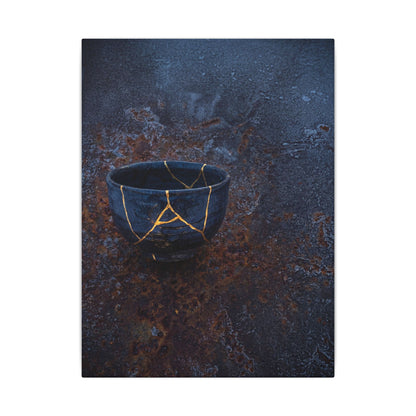 Rust Patina Winter Canvas Art | Kintsugi Healing Design