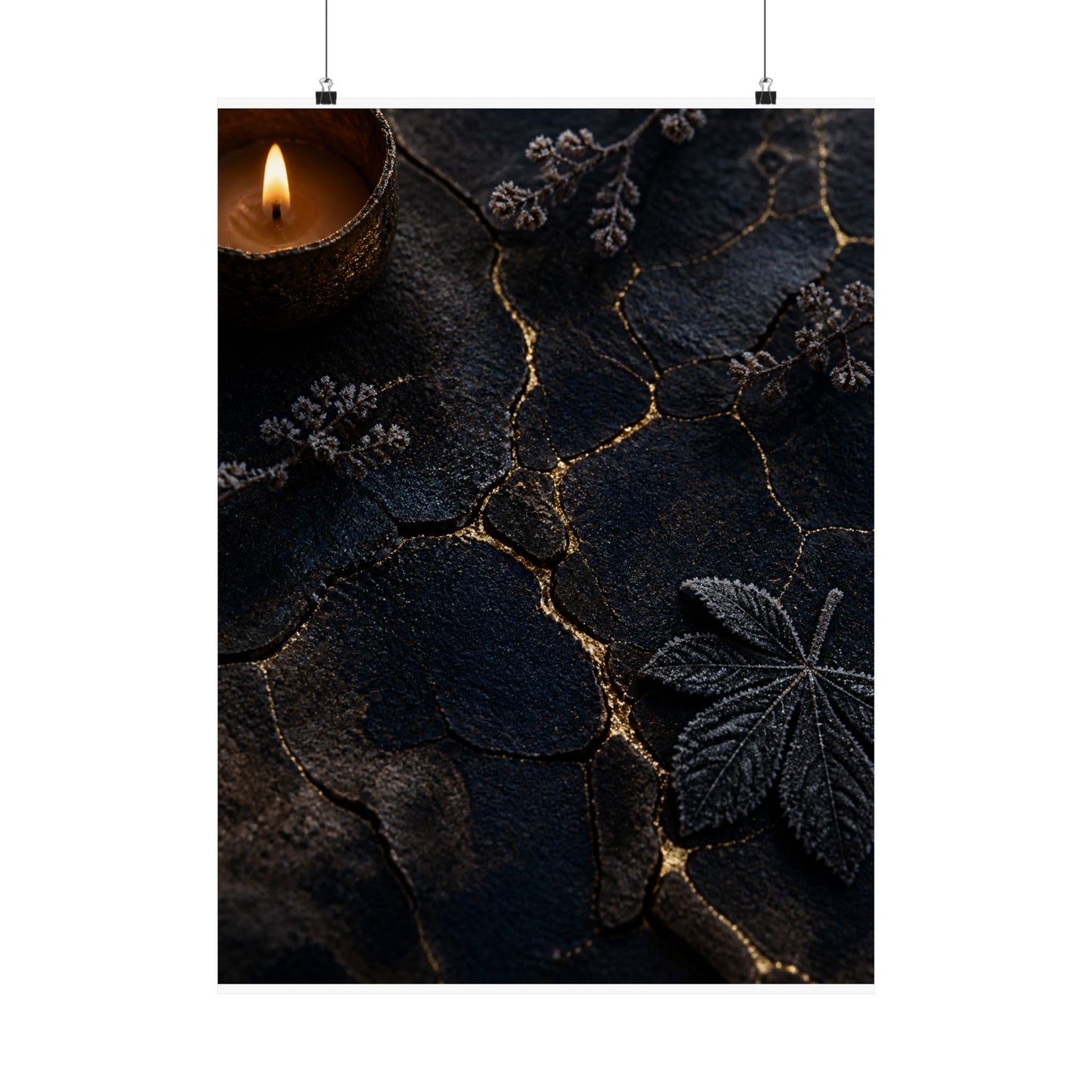Luxurious Cracked Earth Wall Art Print - Moody Minimal Dark Japandi