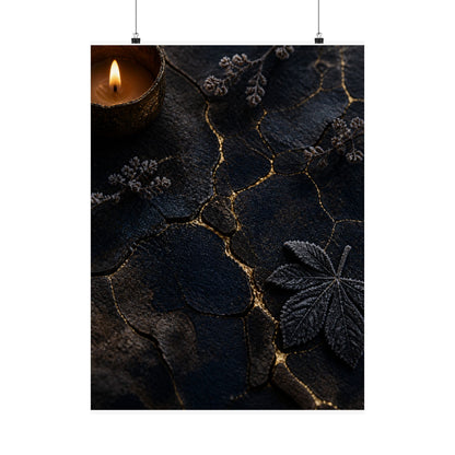 Luxurious Cracked Earth Wall Art Print - Moody Minimal Dark Japandi