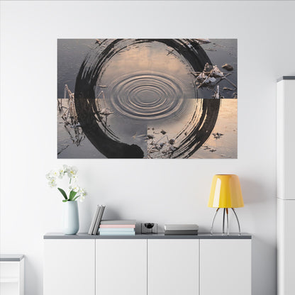 Winter Water Ripple Enso Canvas Art | Tranquil Decor