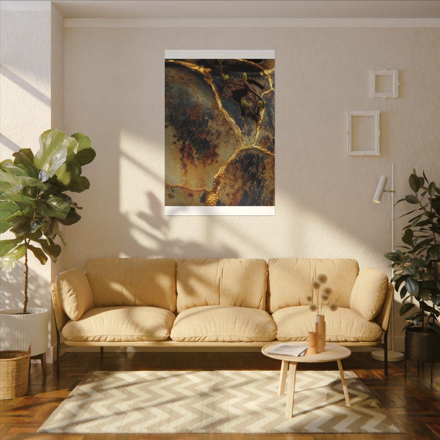 Datsuzoku Rust Patina Canvas Art - Kintsugi Crackle Gold