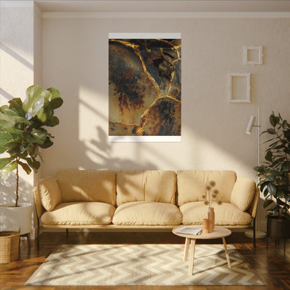 Datsuzoku Rust Patina Canvas Art - Kintsugi Crackle Gold