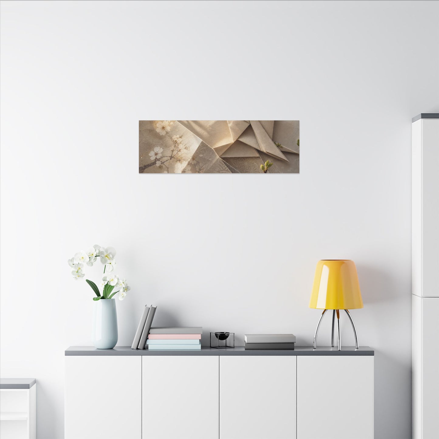 Golden Hour Paper Fold Canvas Art - Japandi Fukinsei