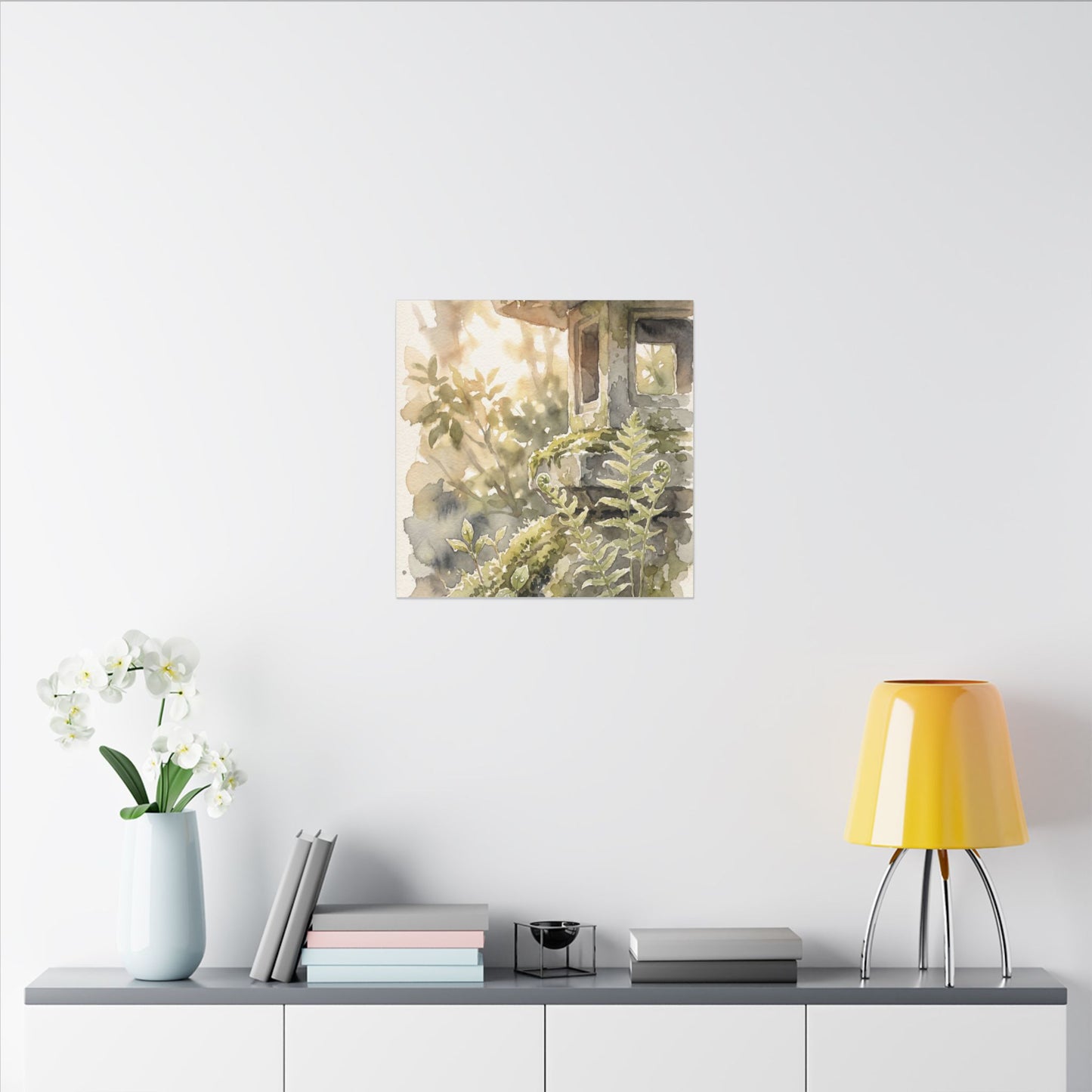 Earthy Stone Lantern Canvas Art - Watercolor Japandi