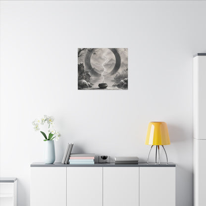 Incense Smoke Canvas Art | Winter Zen Sumi E Art