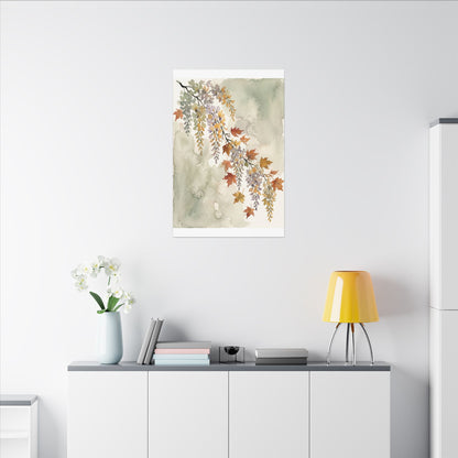 Ma Wisteria Canvas Art - Japandi Watercolor