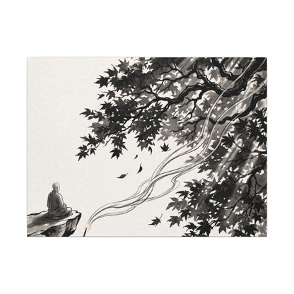Serene Incense Smoke Canvas Art - Ukiyo E Inspired Zen Art Print