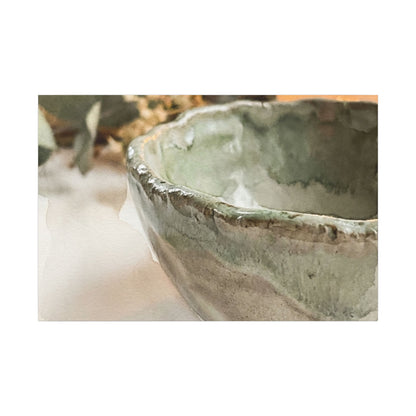 Ceramic Bowl Canvas Art | Summer Japandi Watercolor Art Art Print
