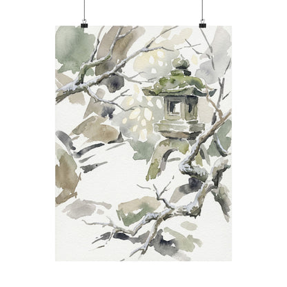 Dappled Stone Lantern Wall Art Print - Japandi Ma Art Print