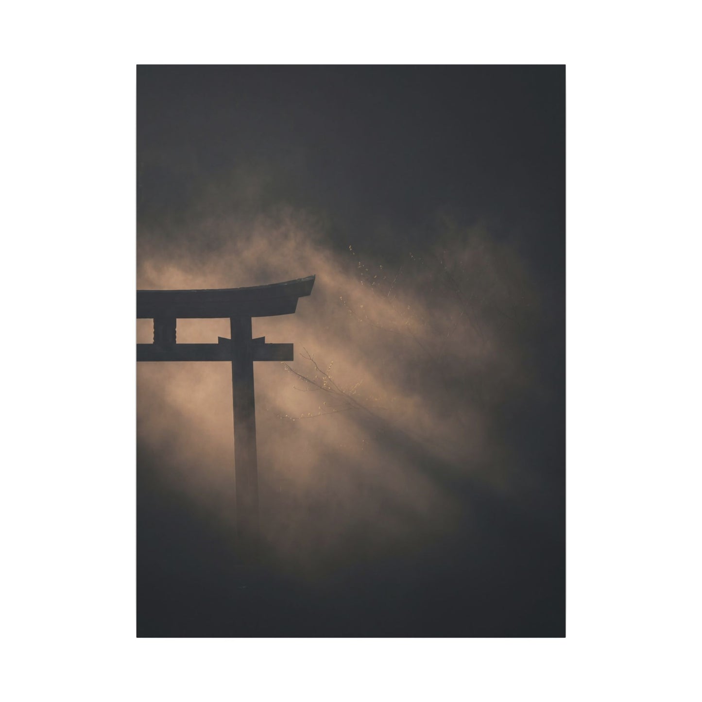 Torii Gate Shadow Zen Canvas Art | Bold Dark Japandi Art